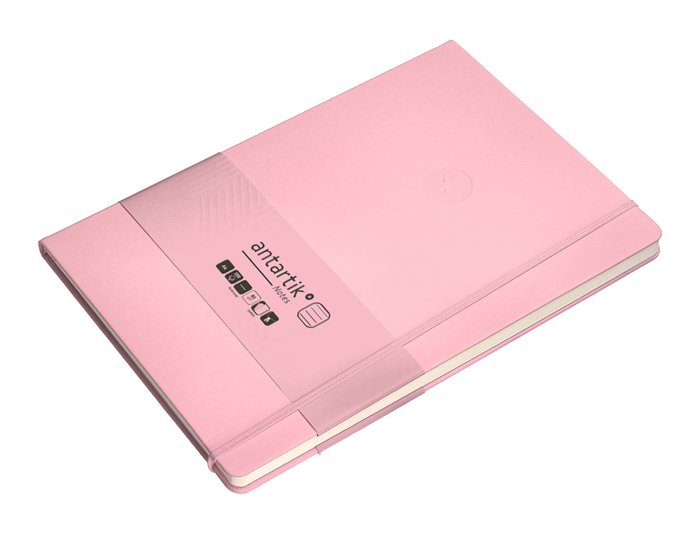 CARNET FERMETURE ELASTIQUE ANTARTIK NOTES COUVERTURE RIGIDE A4 LIGNE 100 FEUILLES 80GR FSC COLORIS ROSE PASTEL