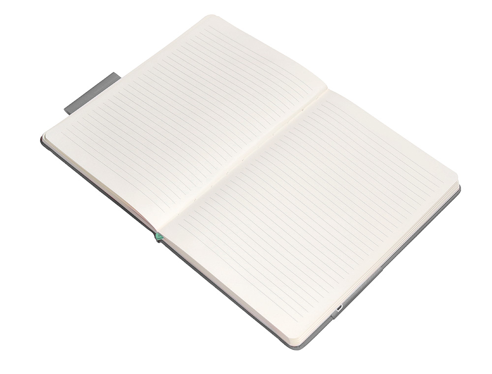 CARNET A5 ANTARTIK NOTES LIGNECOUVERTURE RIGIDE FERMETURE ELASTIQUE TURQUOISE 100 PAGES 80GR COLORIS GRIS