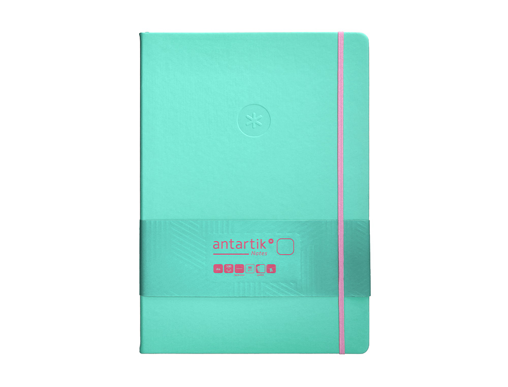 CARNET A4 ANTARTIK NOTES PAPIER UNI IVOIRE COUVERTURE RIGIDE FERMETURE ELASTIQUE ROSE 100 PAGES 80GR COLORIS TURQUOISE