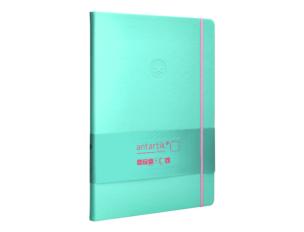 CARNET A4 ANTARTIK NOTES PAPIER UNI IVOIRE COUVERTURE RIGIDE FERMETURE ELASTIQUE ROSE 100 PAGES 80GR COLORIS TURQUOISE