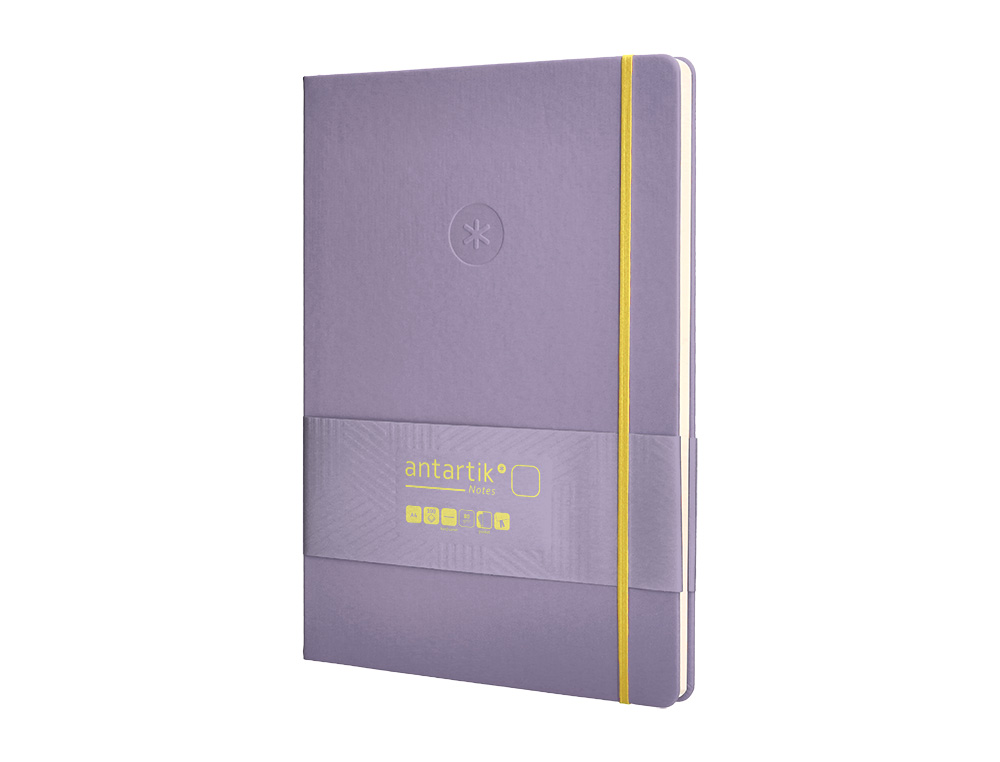CARNET A4 ANTARTIK NOTES PAPIER UNI IVOIRE COUVERTURE RIGIDE FERMETURE ELASTIQUE JAUNE 100 PAGES 80GR COLORIS LILAS
