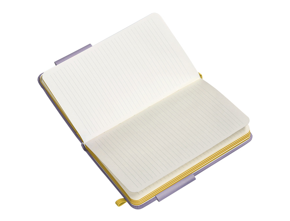 CARNET A6 ANTARTIK NOTES LIGNECOUVERTURE RIGIDE FERMETURE ELASTIQUE JAUNE 100 PAGES 80GRCOLORIS LILAS