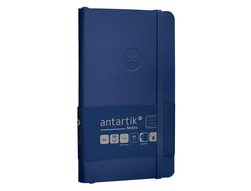 CARNET FERMETURE ELASTIQUE ANTARTIK NOTES COUVERTURE     SOUPLE A6 LIGNE 100 FEUILLES  80GR FSC COLORIS BLEU MARINE