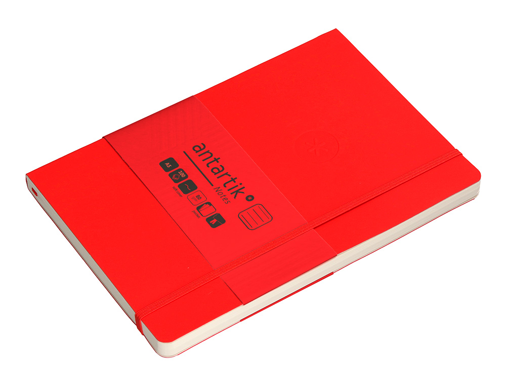 CARNET A5 ANTARTIK NOTES LIGNECOUVERTURE SOUPLE FERMETURE ELASTIQUE 100 PAGES 80GR COLORIS ROUGE