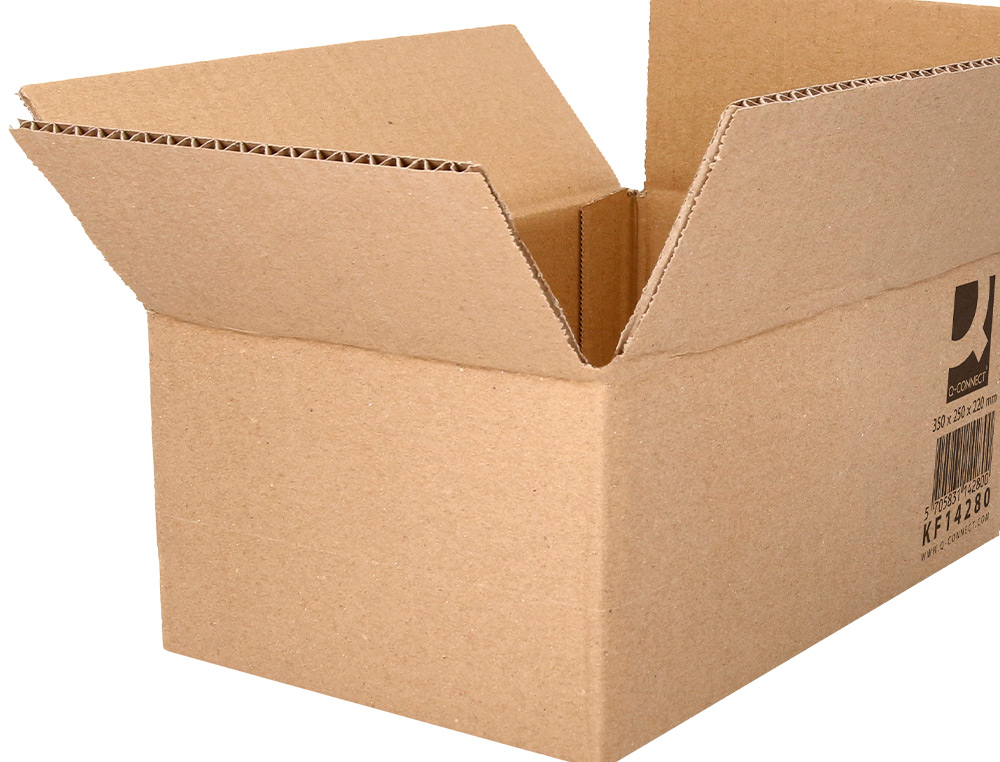 CAISSE AMERICAINE Q-CONNECT CARTON RECYCLE CANNELURE 5MM  350X250X220MM