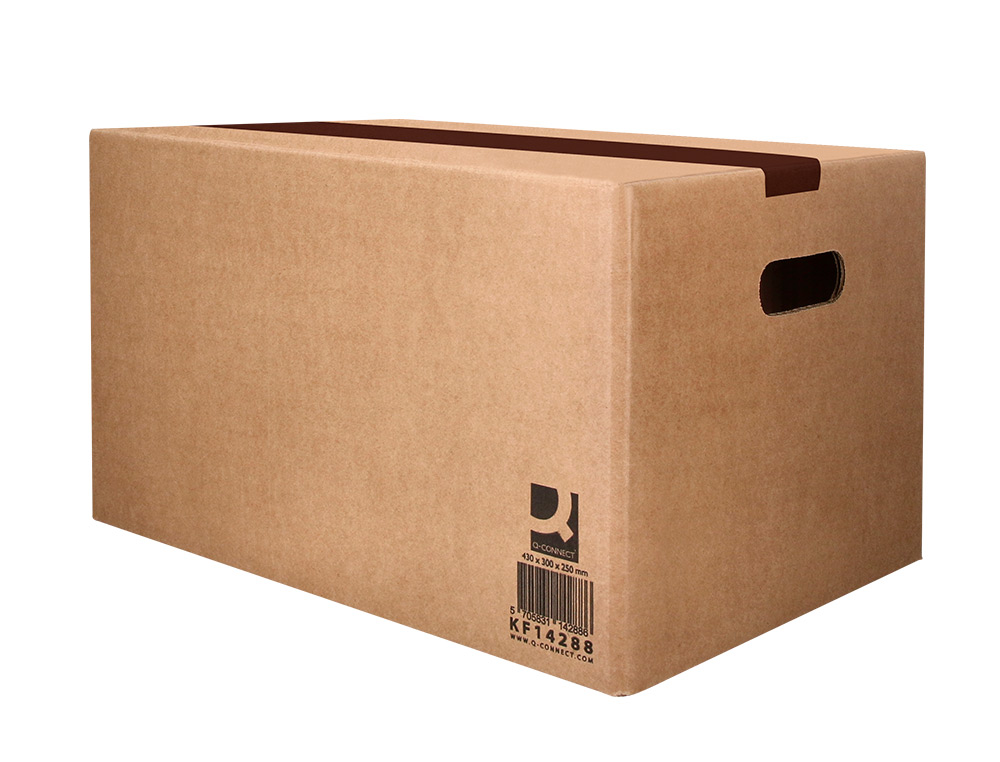 CAISSE AMERICAINE Q-CONNECT ULTRA-RESISTANTE AVEC POIGNEES DOUBLE CANNELURE 7MM 430X300X250MM COLORIS KRAFT