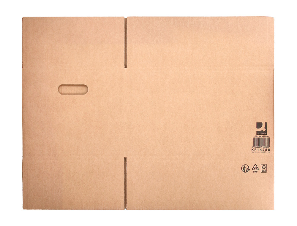 CAISSE AMERICAINE Q-CONNECT ULTRA-RESISTANTE AVEC POIGNEES DOUBLE CANNELURE 7MM 430X300X250MM COLORIS KRAFT