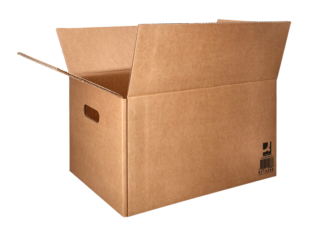 CAISSE AMERICAINE Q-CONNECT ULTRA-RESISTANTE AVEC POIGNEES DOUBLE CANNELURE 7MM 430X300X250MM COLORIS KRAFT