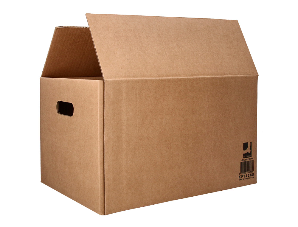 CAISSE AMERICAINE Q-CONNECT ULTRA-RESISTANTE AVEC POIGNEES DOUBLE CANNELURE 7MM 430X300X250MM COLORIS KRAFT