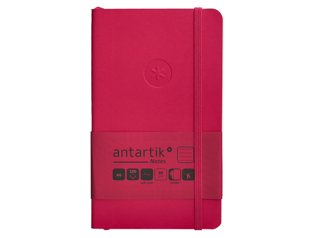 CARNET FERMETURE ELASTIQUE ANTARTIK NOTES COUVERTURE     SOUPLE A6 LIGNE 100 FEUILLES  80GR FSC COLORIS FRAMBOISE