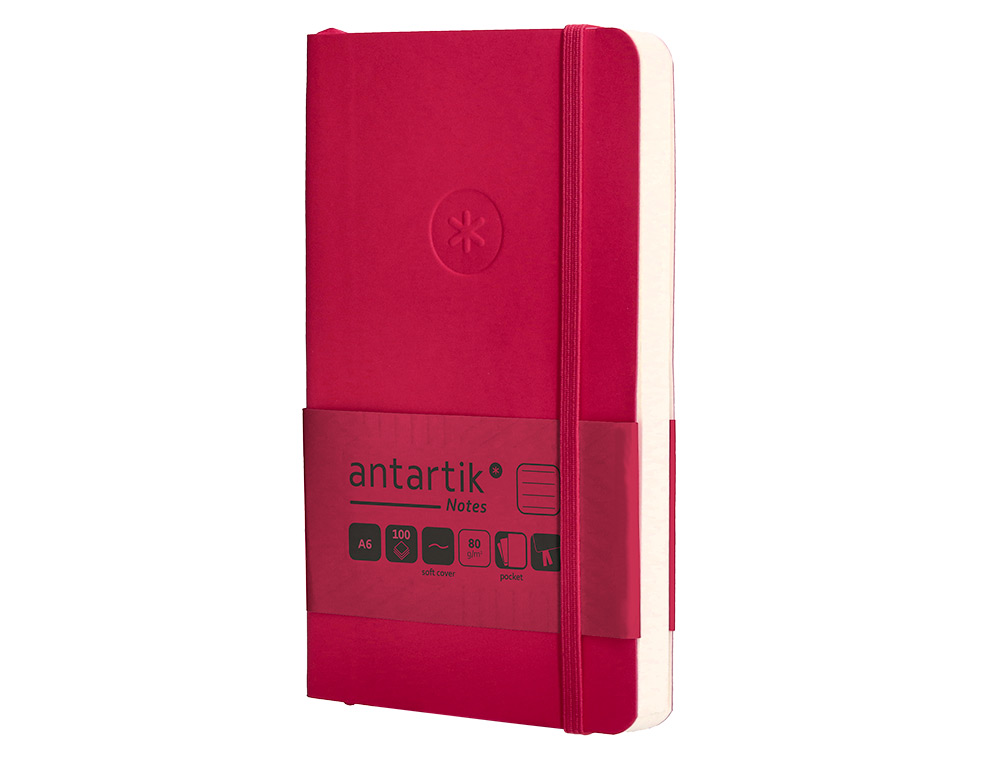 CARNET FERMETURE ELASTIQUE ANTARTIK NOTES COUVERTURE     SOUPLE A6 LIGNE 100 FEUILLES  80GR FSC COLORIS FRAMBOISE