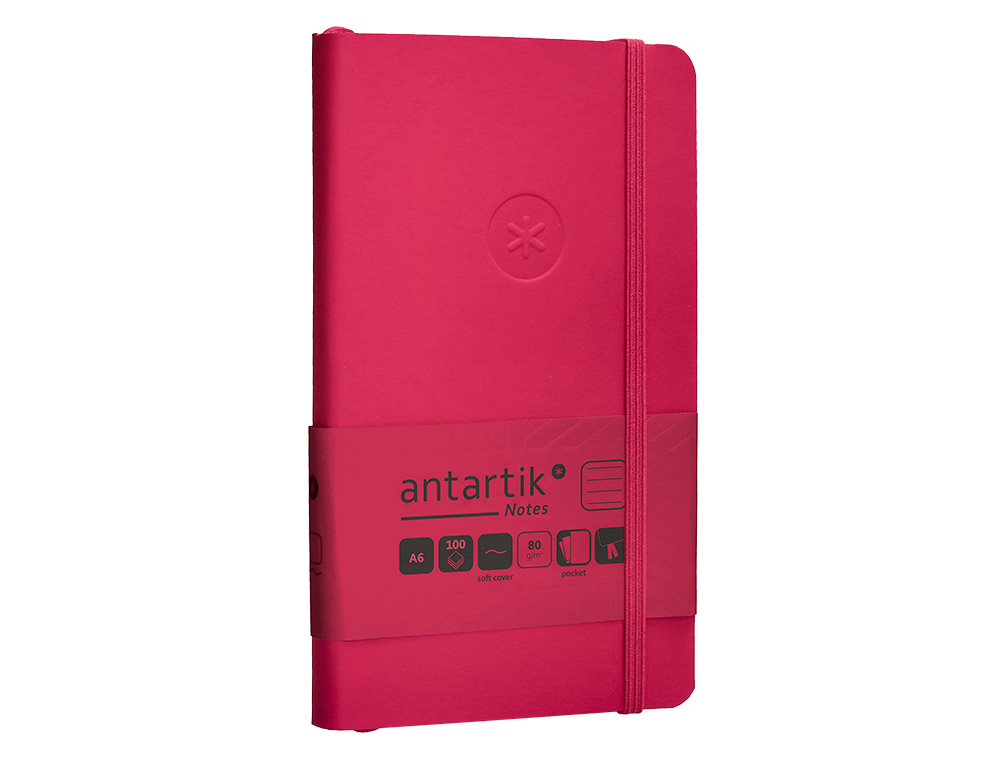 CARNET FERMETURE ELASTIQUE ANTARTIK NOTES COUVERTURE     SOUPLE A6 LIGNE 100 FEUILLES  80GR FSC COLORIS FRAMBOISE