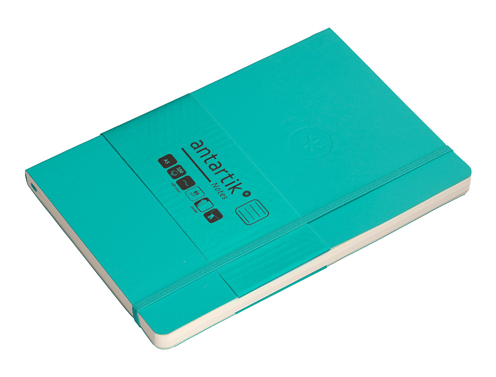 CARNET FERMETURE ELASTIQUE ANTARTIK NOTES COUVERTURE     SOUPLE A5 LIGNE 100 FEUILLES  80GR FSC COLORIS VERT MENTHE
