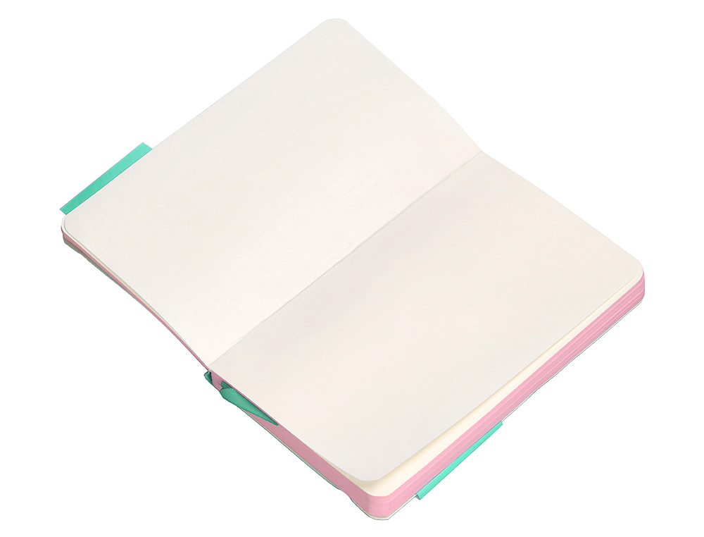 CARNET A6 ANTARTIK NOTES PAPIER UNI IVOIRE COUVERTURE SOUPLE FERMETURE ELASTIQUE ROSE 100 PAGES 80GR COLORIS TURQUOISE