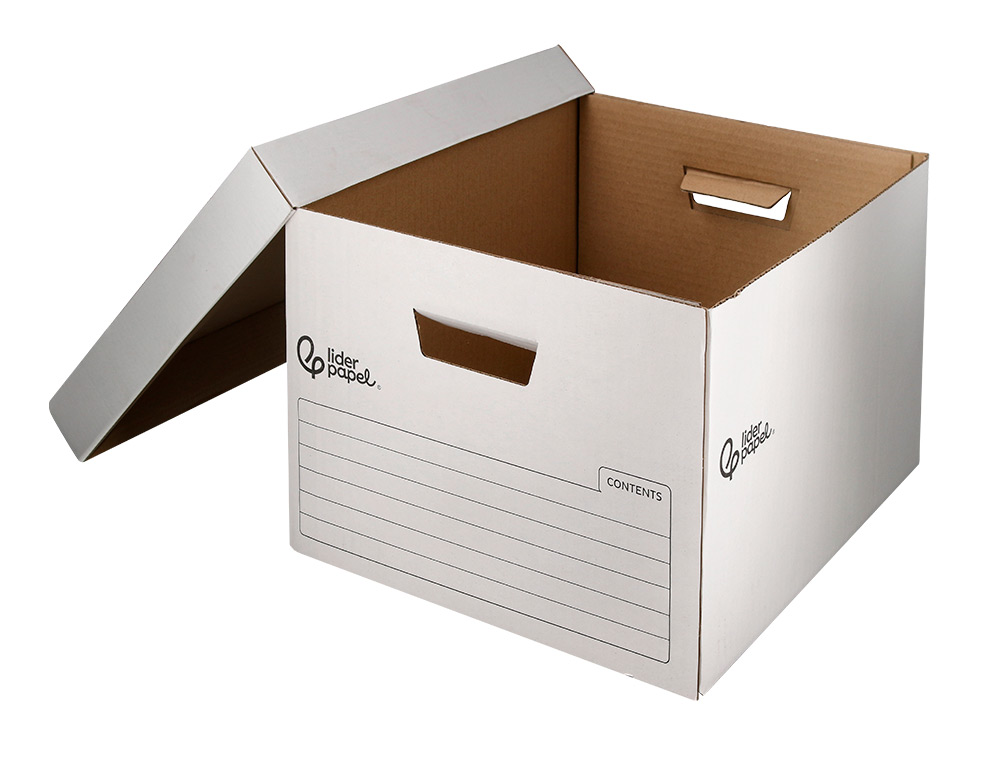 CONTAINER A ARCHIVES LIDERPAPEL CARTON MONTAGE AUTOMATIQUE POUR 4 BOITES FORMAT A4+ / 5 CLASSEURS A-Z 430X383X265MM