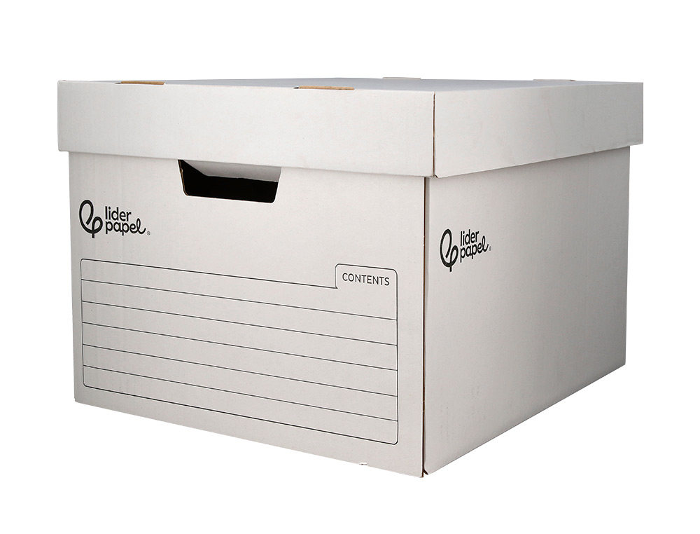 CONTAINER A ARCHIVES LIDERPAPEL CARTON MONTAGE AUTOMATIQUE POUR 4 BOITES FORMAT A4+ / 5 CLASSEURS A-Z 430X383X265MM