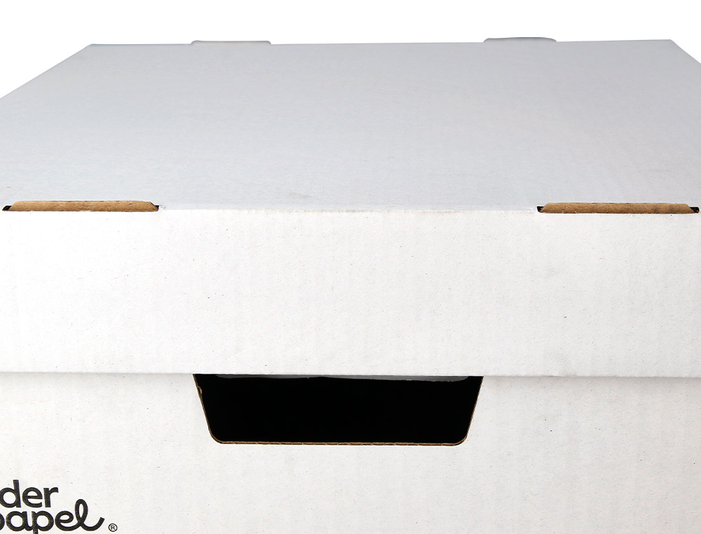 CONTAINER A ARCHIVES LIDERPAPEL CARTON MONTAGE AUTOMATIQUE POUR 4 BOITES FORMAT A4+ / 5 CLASSEURS A-Z 430X383X265MM