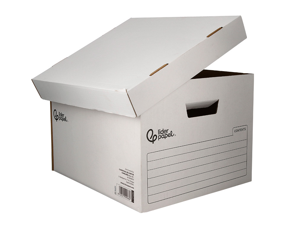 CONTAINER A ARCHIVES LIDERPAPEL CARTON MONTAGE AUTOMATIQUE POUR 4 BOITES FORMAT A4+ / 5 CLASSEURS A-Z 430X383X265MM