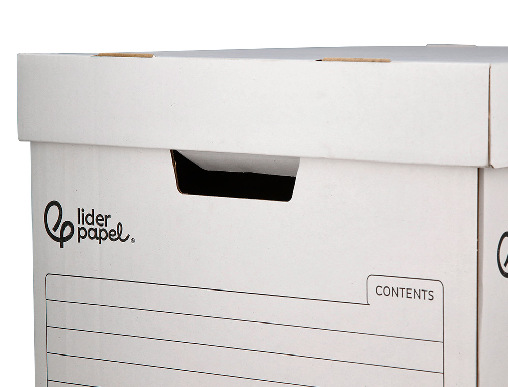CONTAINER A ARCHIVES LIDERPAPEL CARTON MONTAGE AUTOMATIQUE POUR 4 BOITES FORMAT A4+ / 5 CLASSEURS A-Z 430X383X265MM