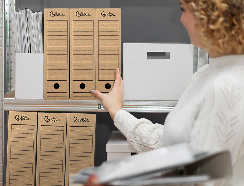 BOITE A ARCHIVES LIDERPAPEL CARTON RECYCLE 325G/M2 DOS    100MM KRAFT 365X100X251MM