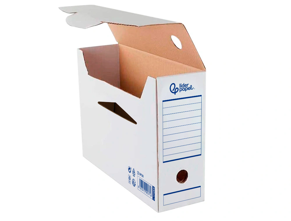 BOITE A ARCHIVES LIDERPAPEL CARTON RECYCLE DIN A4 325G/M2 DOS 100MM 360X100X255MM COLORIS BLANC