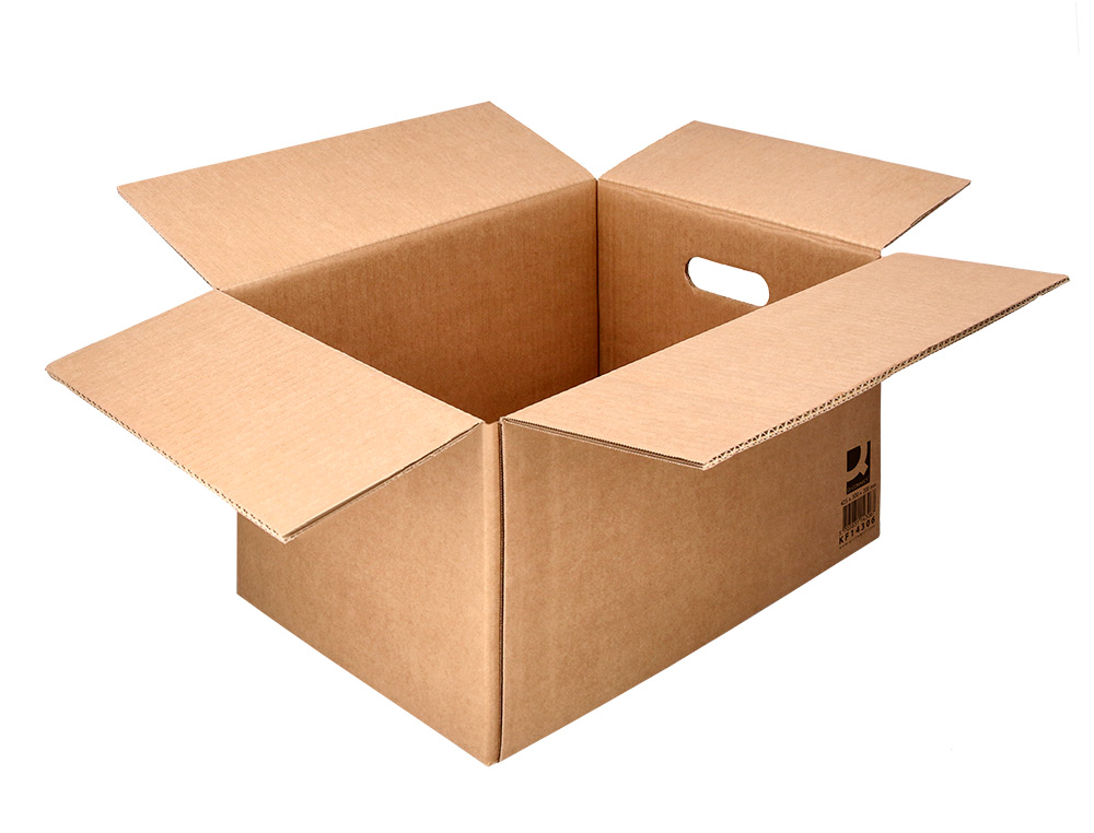 CAISSE AMERICAINE Q-CONNECT FOND AUTOMATIQUE ET POIGNEES  CARTON CANNELURE 5MM          425X300X200MM COLORIS KRAFT
