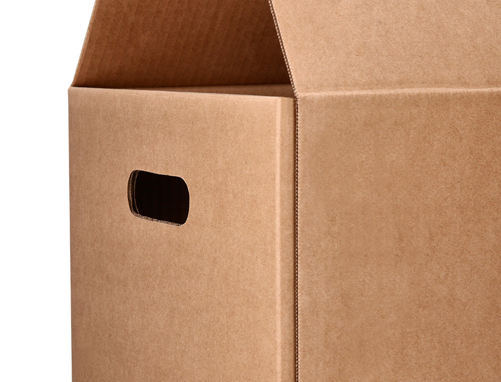 CAISSE AMERICAINE Q-CONNECT FOND AUTOMATIQUE ET POIGNEES  CARTON CANNELURE 5MM          425X300X200MM COLORIS KRAFT