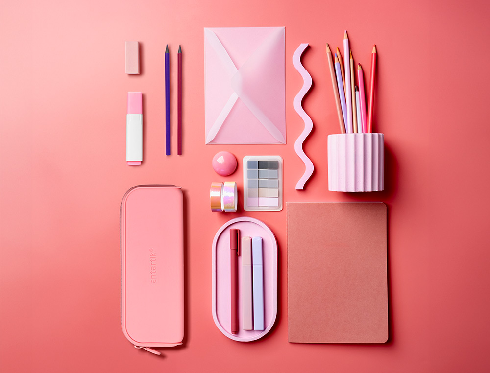 FOURRE-TOUT ANTARTIK RECTANGULAIRE 1 COMPARTIMENT EN SILICONE MODELE PRISMA 185X50X75MM COLORIS ROSE