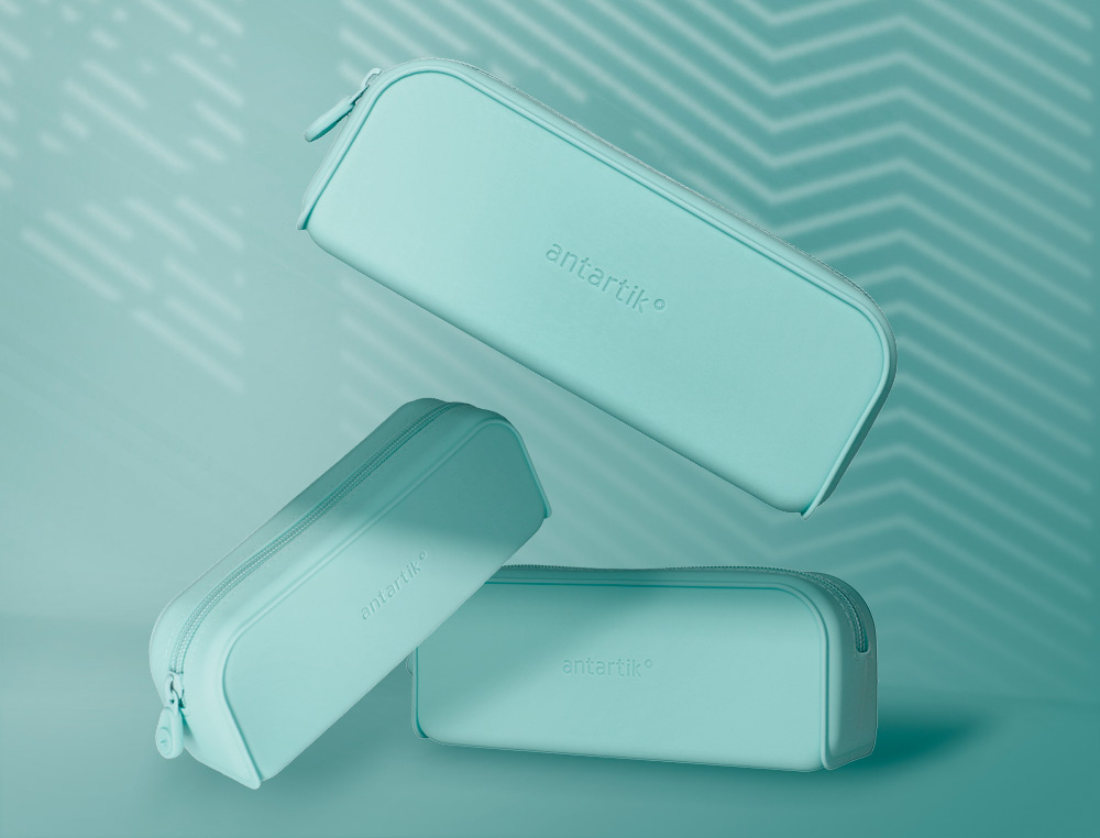 FOURRE-TOUT ANTARTIK RECTANGULAIRE 1 COMPARTIMENT  EN SILICONE MODELE PRISMA     185X50X75MM COLORIS VERT