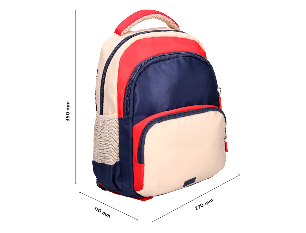 SAC A DOS LIDERPAPEL SCOLAIRE MULTIPOCHES ET MULTICOULEURS 35X11X27CM