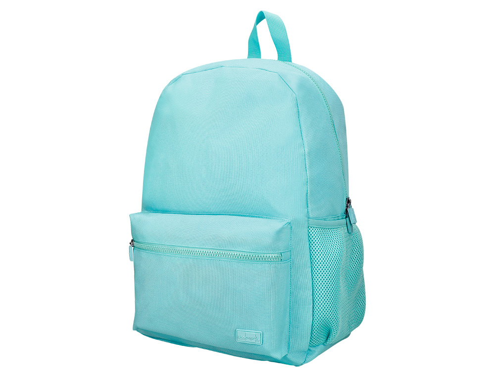 SAC A DOS LIDERPAPEL 1 COMPARTIMENT POCHE LATERALE   40X12,5X30CM COLORIS BLEU     CELESTE