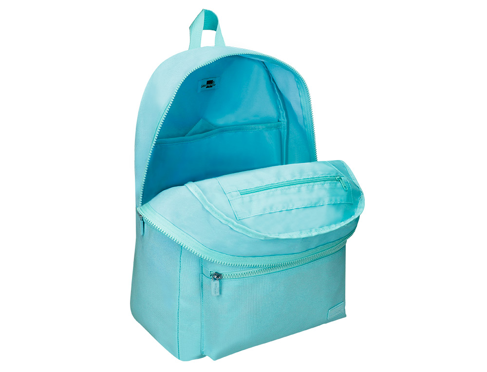 SAC A DOS LIDERPAPEL 1 COMPARTIMENT POCHE LATERALE   40X12,5X30CM COLORIS BLEU     CELESTE