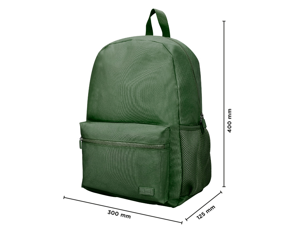 SAC A DOS LIDERPAPEL 1 COMPARTIMENT POCHE LATERALE 40X12,5X30CM COLORIS VERT FORET