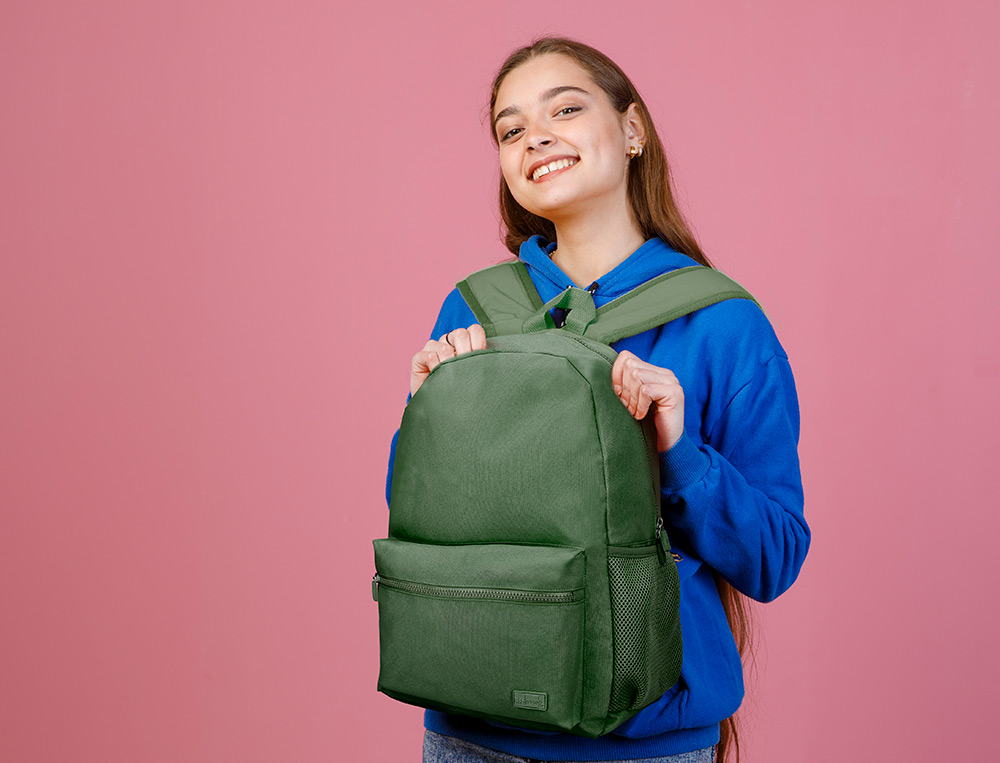 SAC A DOS LIDERPAPEL 1 COMPARTIMENT POCHE LATERALE 40X12,5X30CM COLORIS VERT FORET