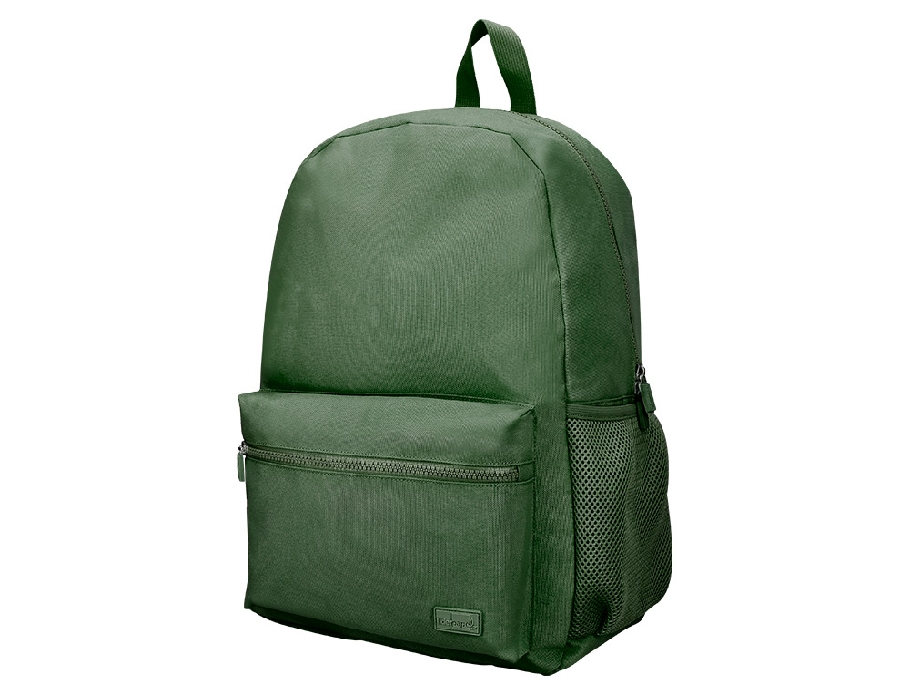 SAC A DOS LIDERPAPEL 1 COMPARTIMENT POCHE LATERALE 40X12,5X30CM COLORIS VERT FORET