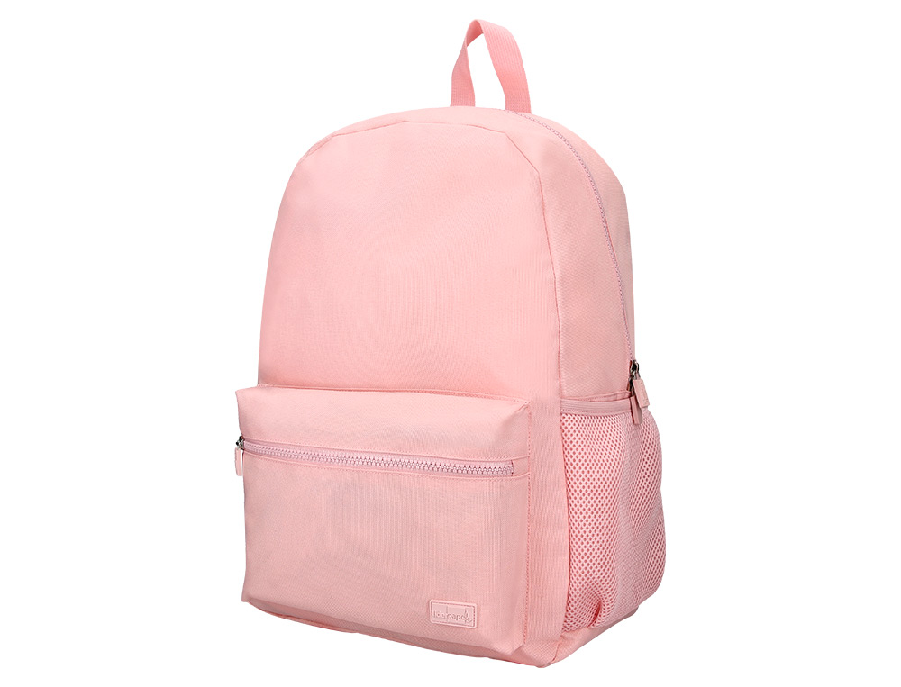 SAC A DOS LIDERPAPEL 1 COMPARTIMENT POCHE LATERALE 40X12,5X30CM COLORIS ROSE PASTEL