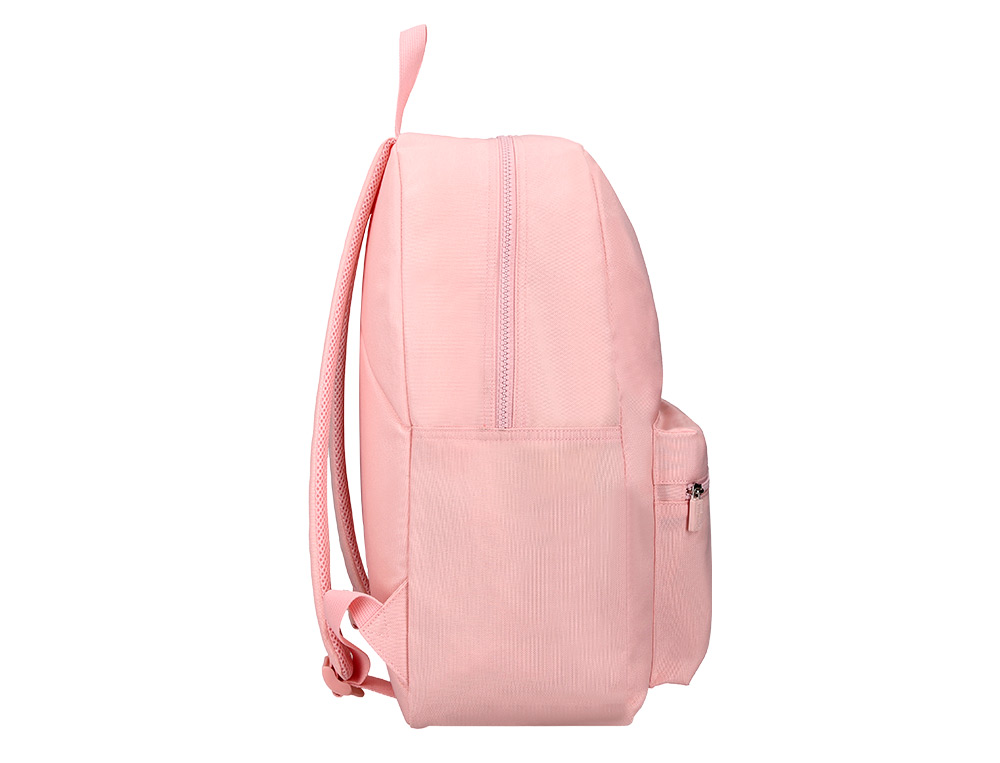 SAC A DOS LIDERPAPEL 1 COMPARTIMENT POCHE LATERALE 40X12,5X30CM COLORIS ROSE PASTEL