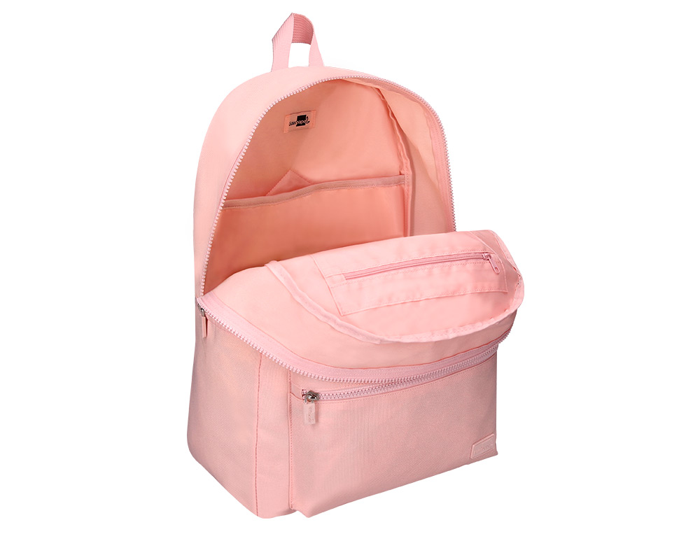 SAC A DOS LIDERPAPEL 1 COMPARTIMENT POCHE LATERALE 40X12,5X30CM COLORIS ROSE PASTEL