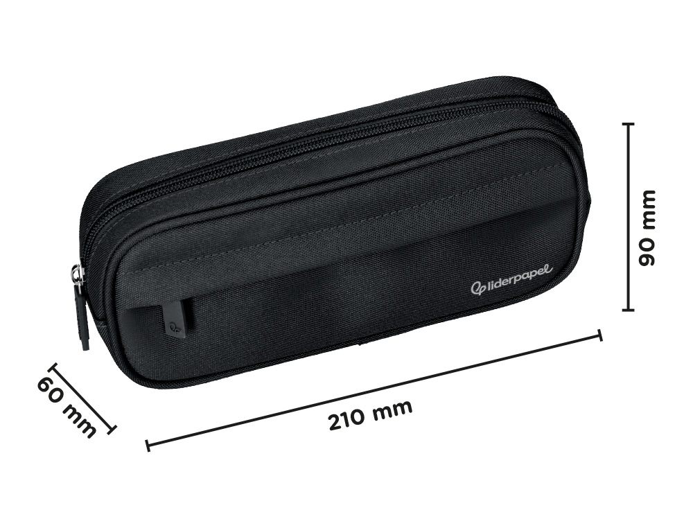 FOURRE-TOUT LIDERPAPEL RECTANGULAIRE COINS ARRONDIS  1 COMPARTIMENT AVEC POCHE     AVANT 21X9CM COLORIS NOIR
