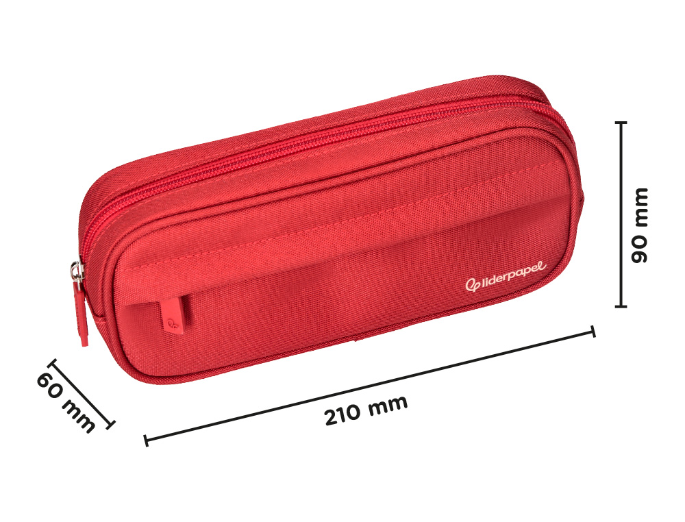 FOURRE-TOUT LIDERPAPEL RECTANGULAIRE COINS ARRONDIS  1 COMPARTIMENT AVEC POCHE     AVANT 21X9CM COLORIS ROUGE