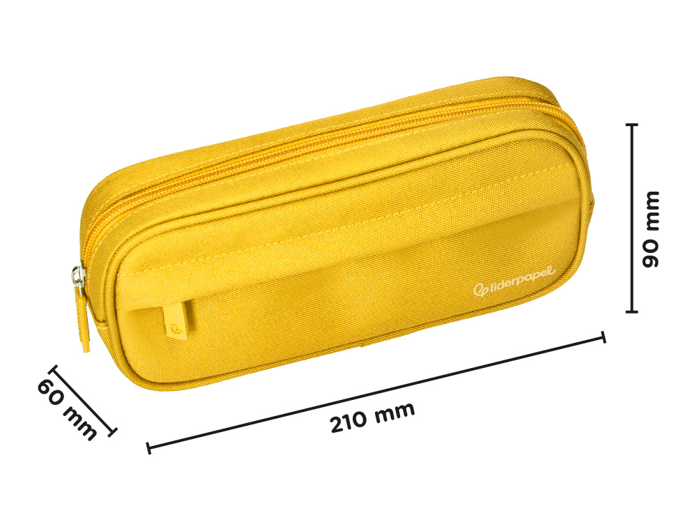 FOURRE-TOUT LIDERPAPEL RECTANGULAIRE COINS ARRONDIS 1 COMPARTIMENT AVEC POCHE AVANT 21X9CM COLORIS JAUNE