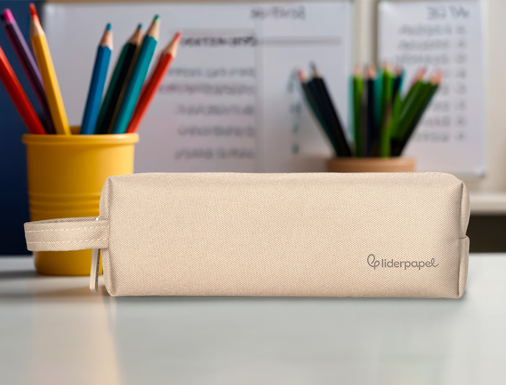 FOURRE-TOUT LIDERPAPEL 1 COMPARTIMENT AVEC ANSE 21X7CM COLORIS BEIGE