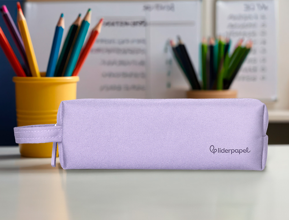FOURRE-TOUT LIDERPAPEL 1 COMPARTIMENT AVEC ANSE 21X7CM COLORIS LILAS