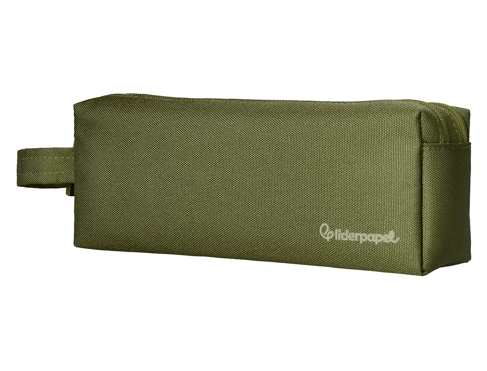 FOURRE-TOUT LIDERPAPEL RECTANGULAIRE 2 COMPARTIMENTS ANSE DE PREHENSION 21X8CM     COLORIS VERT MILITAIRE