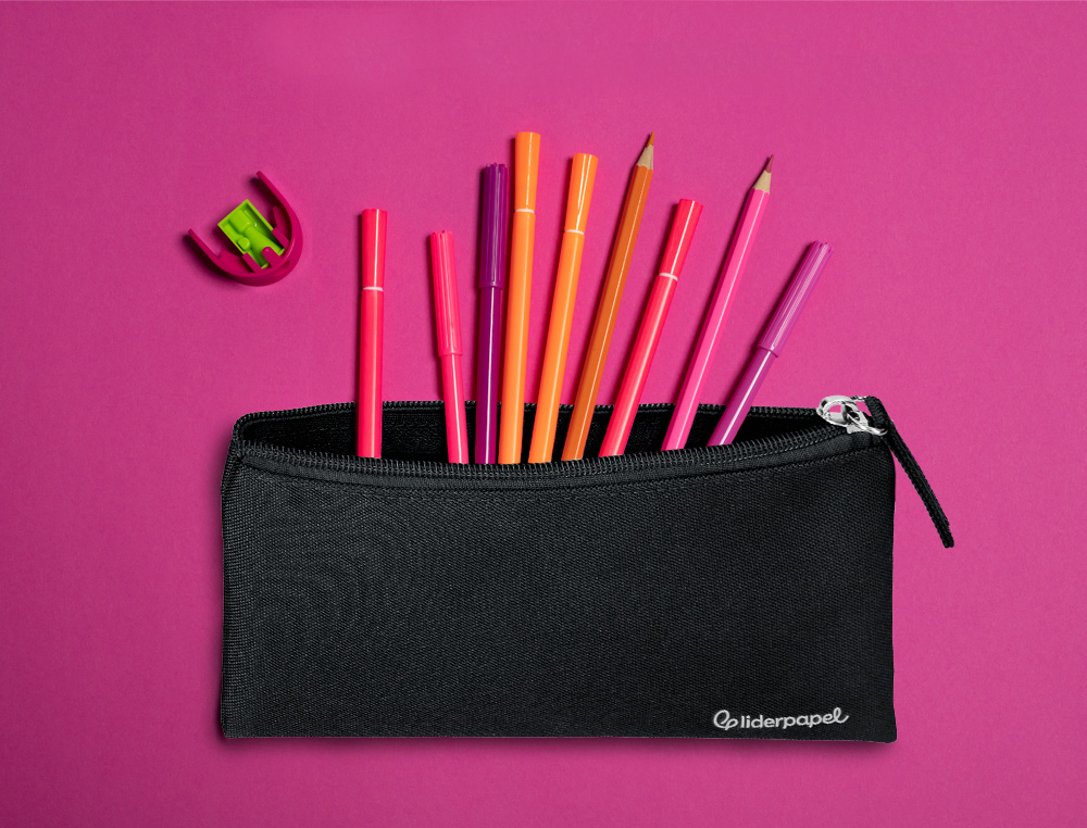 FOURRE-TOUT LIDERPAPEL PLAT 1 COMPARTIMENT 20X10CM COLORIS  NOIR