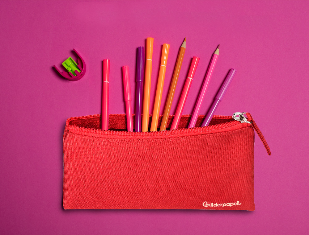 FOURRE-TOUT LIDERPAPEL PLAT 1 COMPARTIMENT 20X10CM COLORIS ROUGE