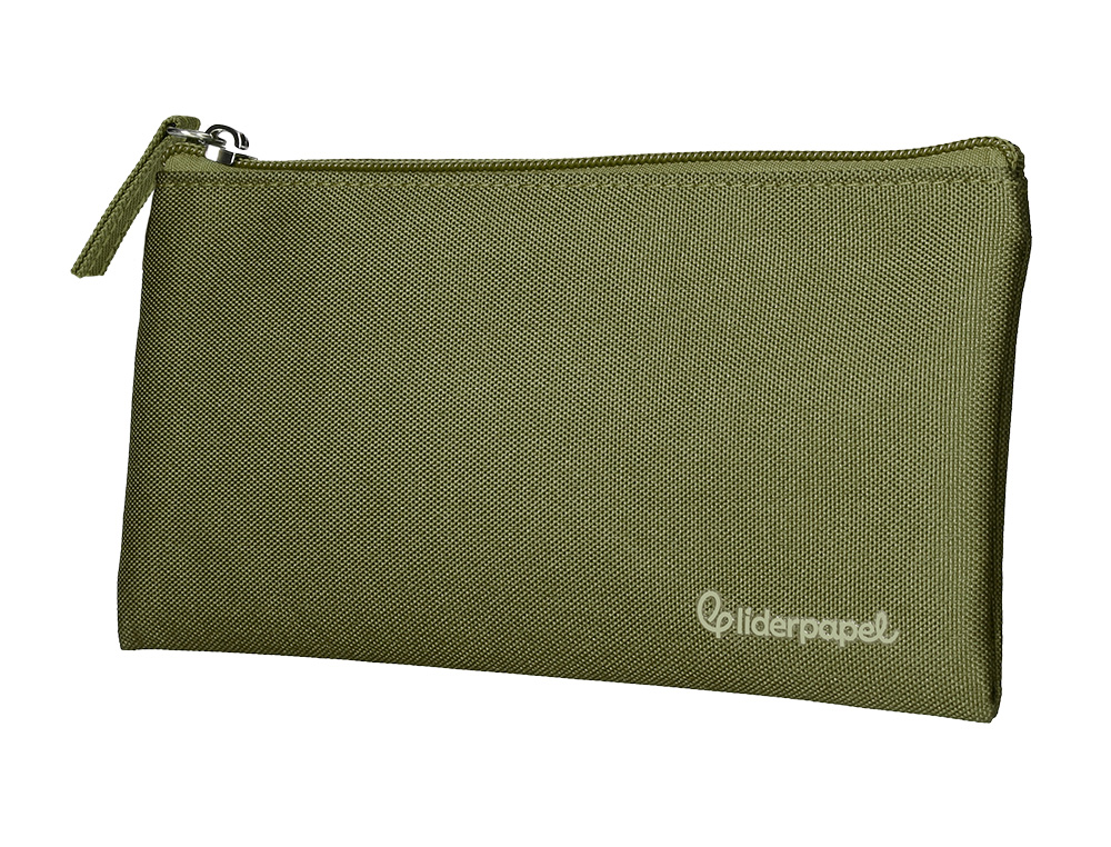 FOURRE-TOUT LIDERPAPEL PLAT 1 COMPARTIMENT 20X10CM COLORIS  VERT MILITAIRE
