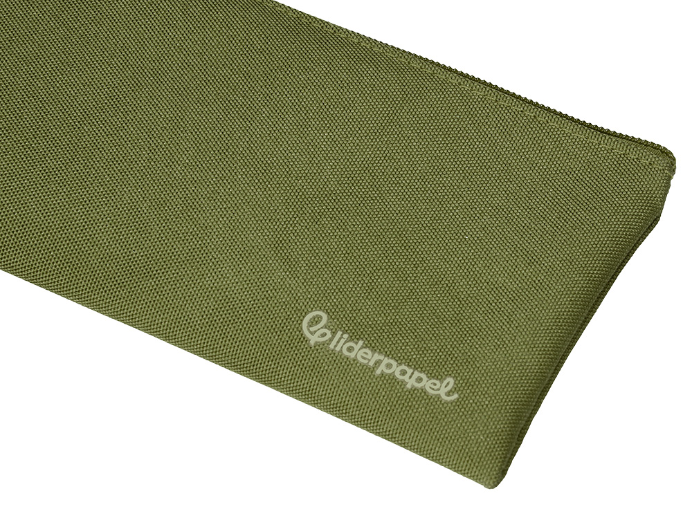 FOURRE-TOUT LIDERPAPEL PLAT 1 COMPARTIMENT 20X10CM COLORIS  VERT MILITAIRE