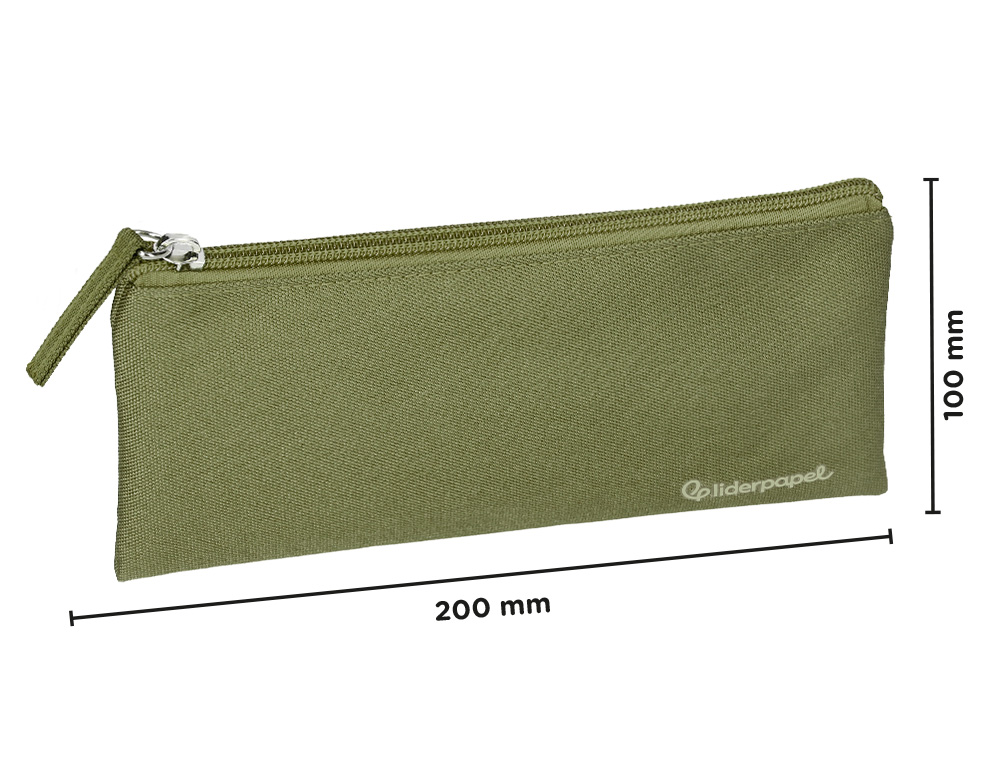 FOURRE-TOUT LIDERPAPEL PLAT 1 COMPARTIMENT 20X10CM COLORIS  VERT MILITAIRE