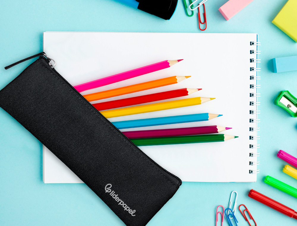 FOURRE-TOUT LIDERPAPEL PLAT MINCE 1 COMPARTIMENT 20X6CM   COLORIS NOIR